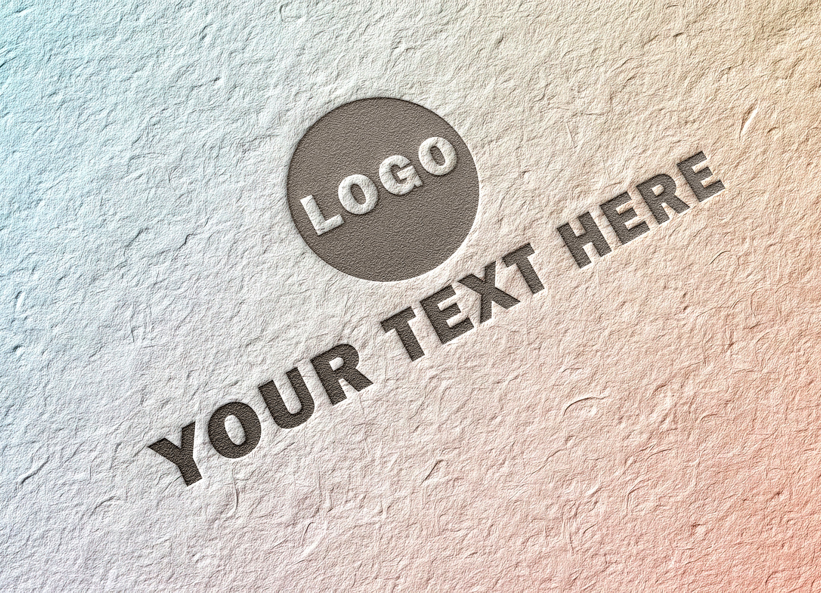 Embossed Logo Mockup on Textured Paper with Gradient Background