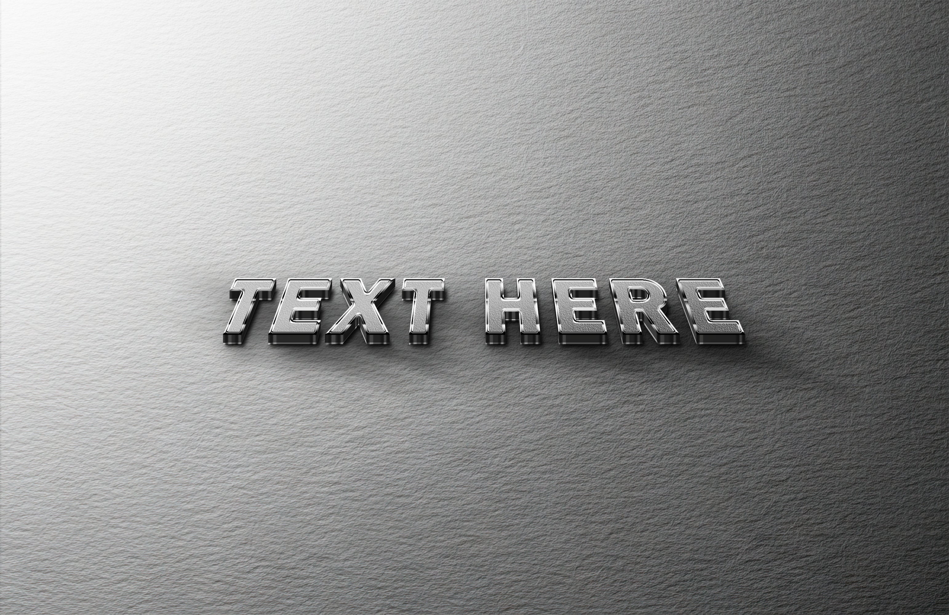 3D Metallic Text Mockup on Gray Texture Background