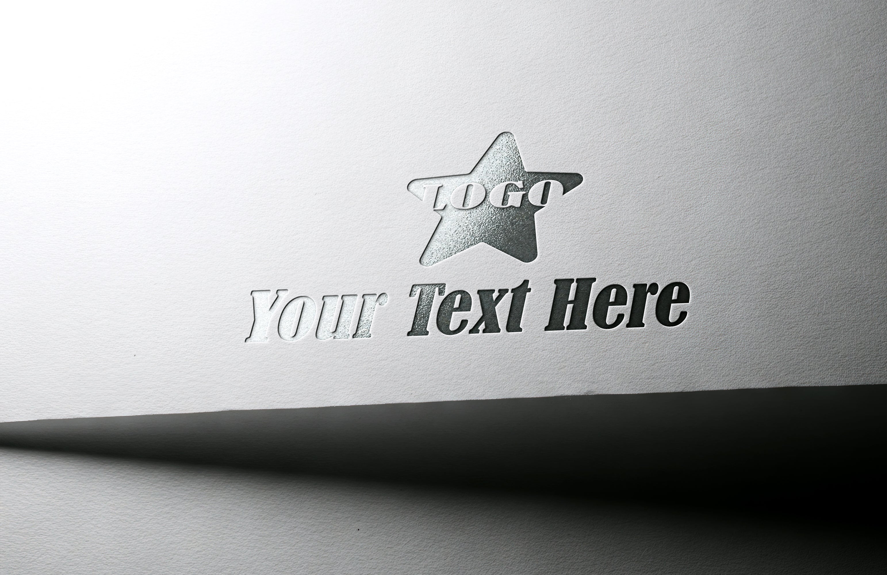 Silver Foil Logo Mockup on White Paper Background