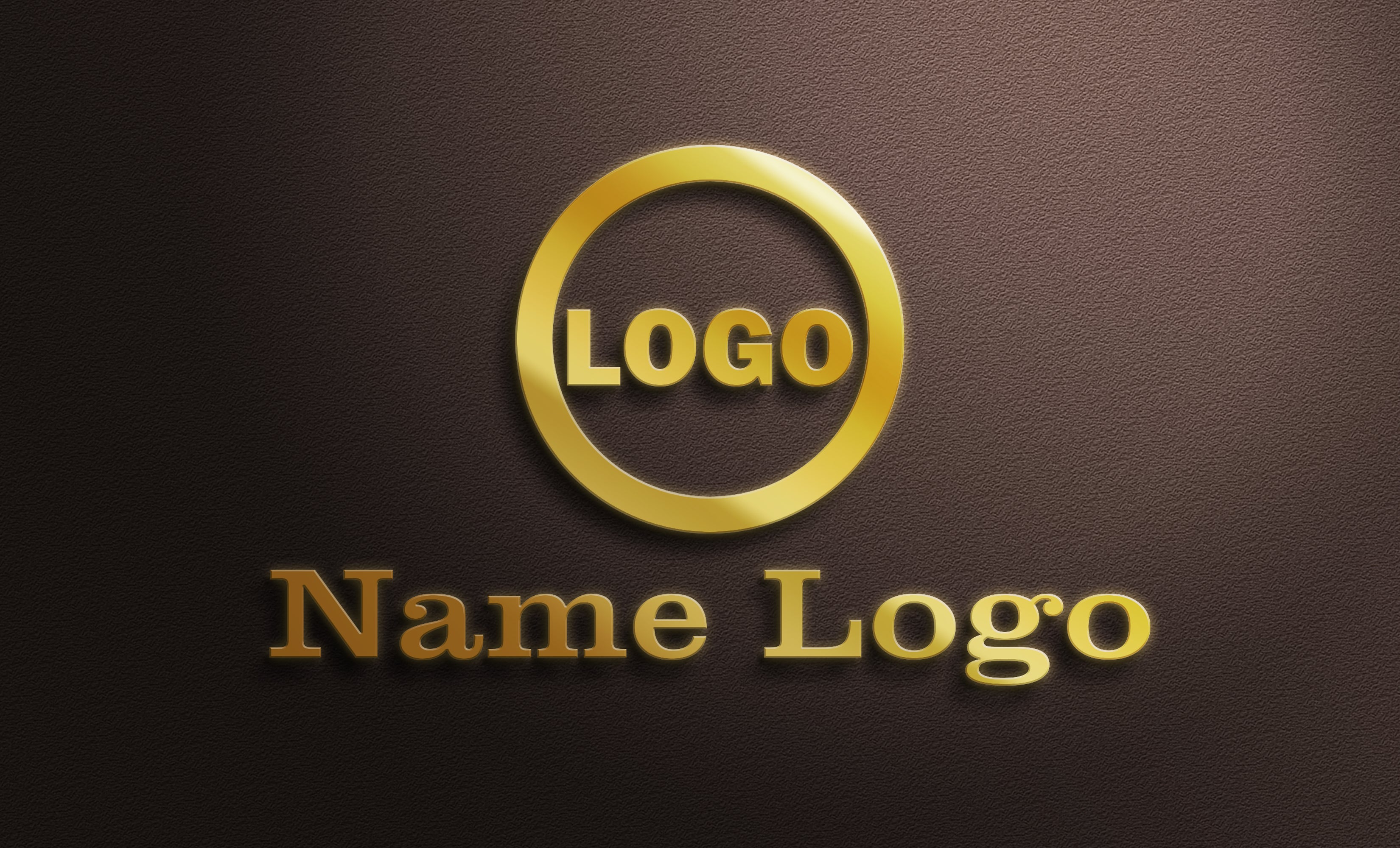 3D Golden Logo Mockup on Dark Leather Background