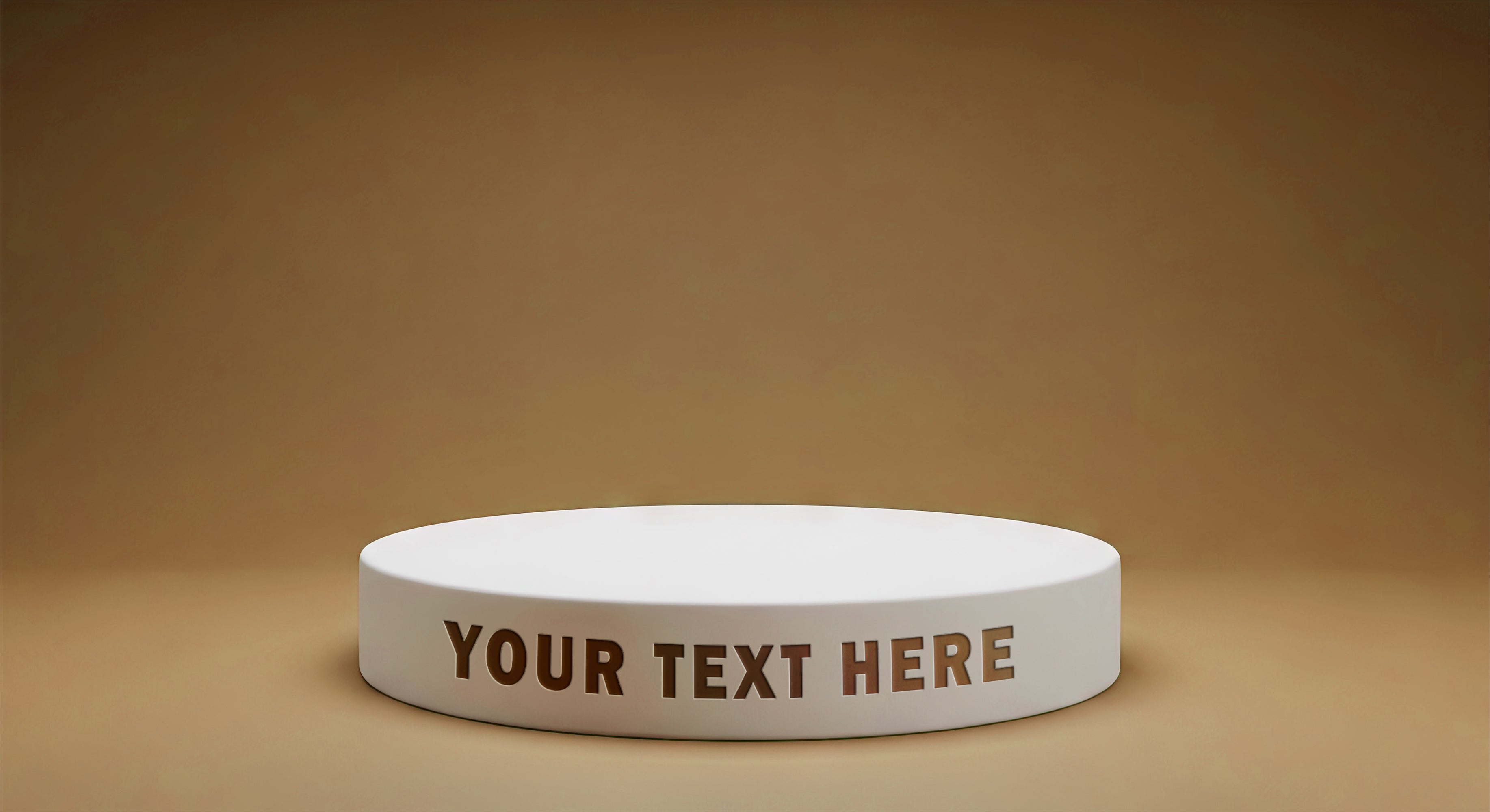White Podium Mockup on Brown Background for Product Display