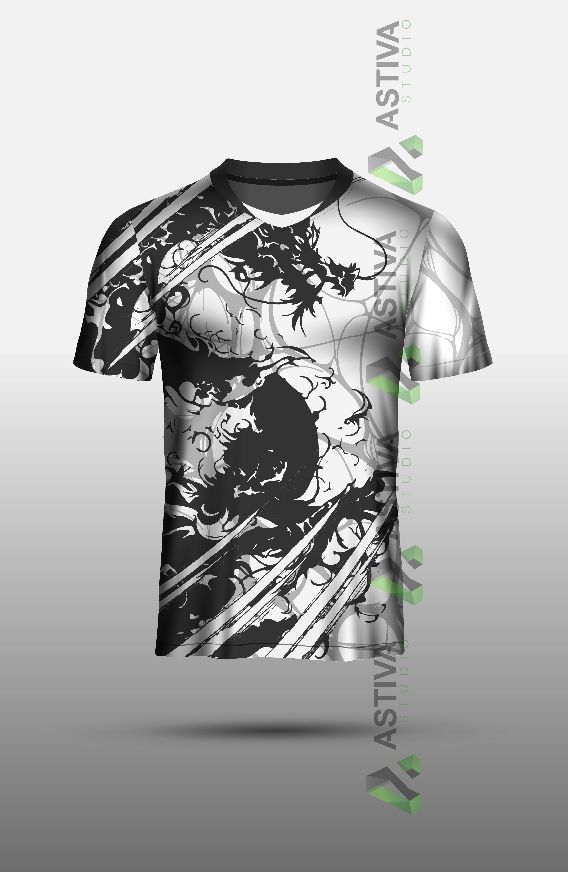 Custom Jersey Design – Dragon Grey and White (Editable Design)