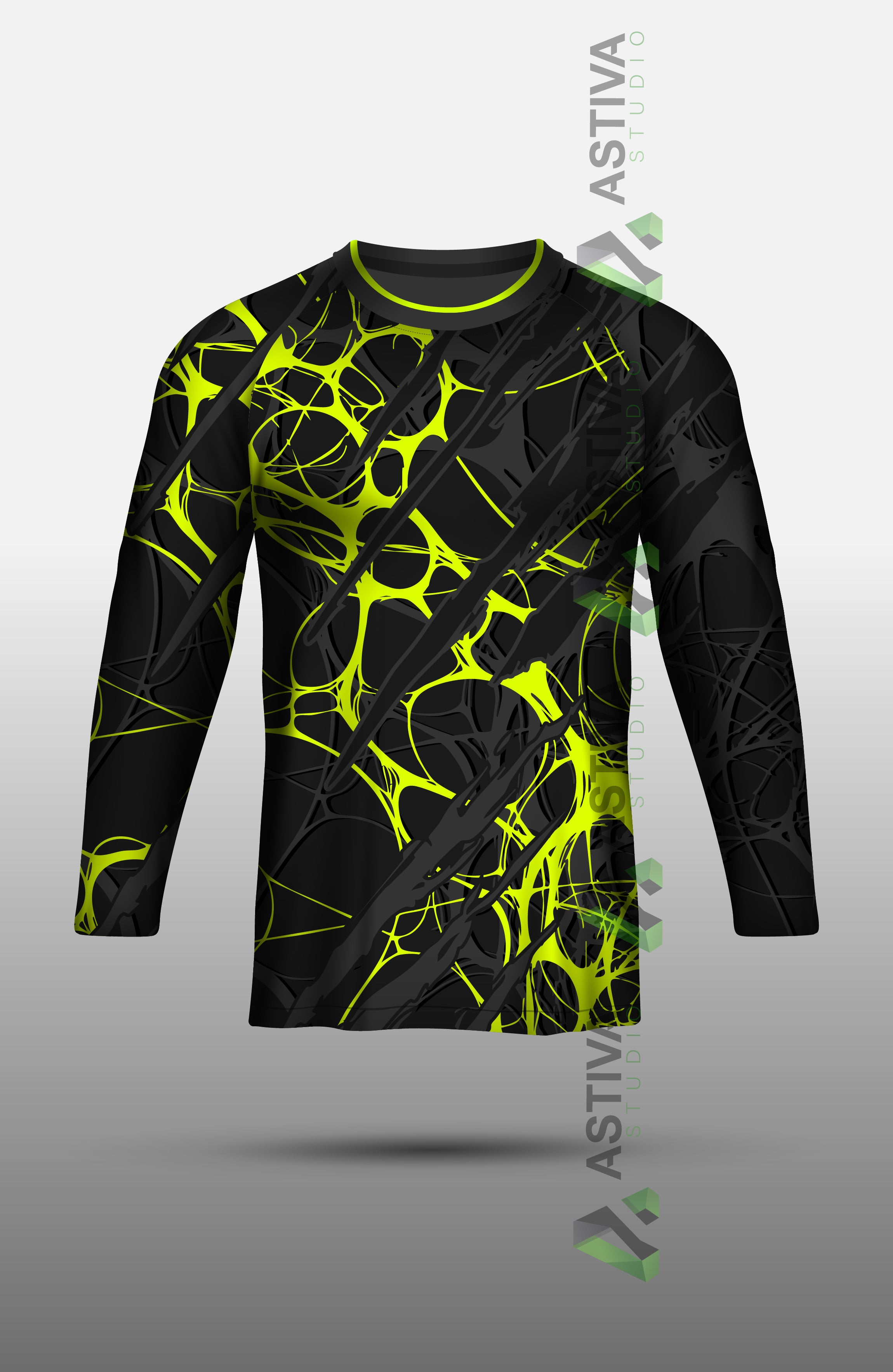 Custom Jersey Design – Abstract Grunge Green Stabilo and Black (Editable)