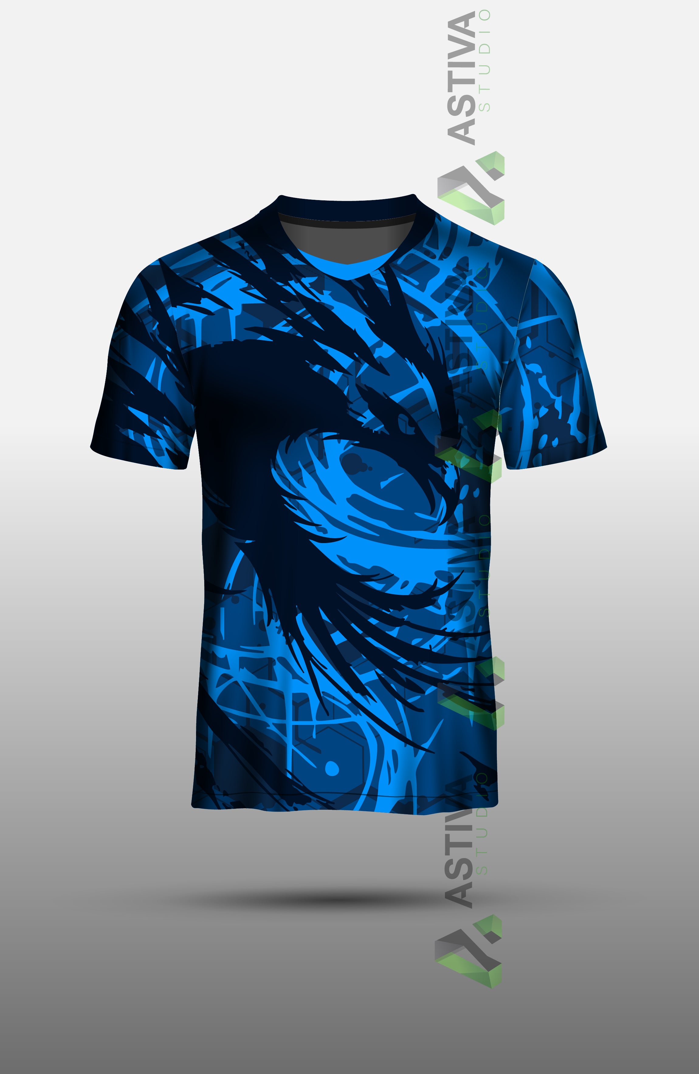 Custom Jersey Design – Abstract Eagle Grunge Blue and Dark Blue (Editable)