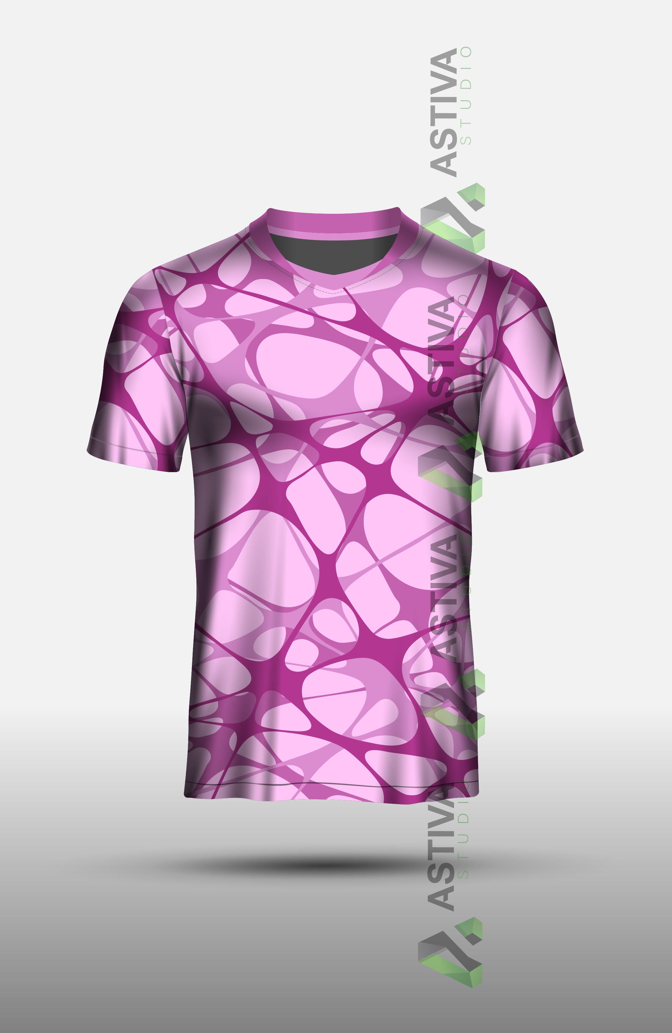 Stylish Activewear Design – Short Sleeve Sports Shirt with Abstract Flowing Shapes