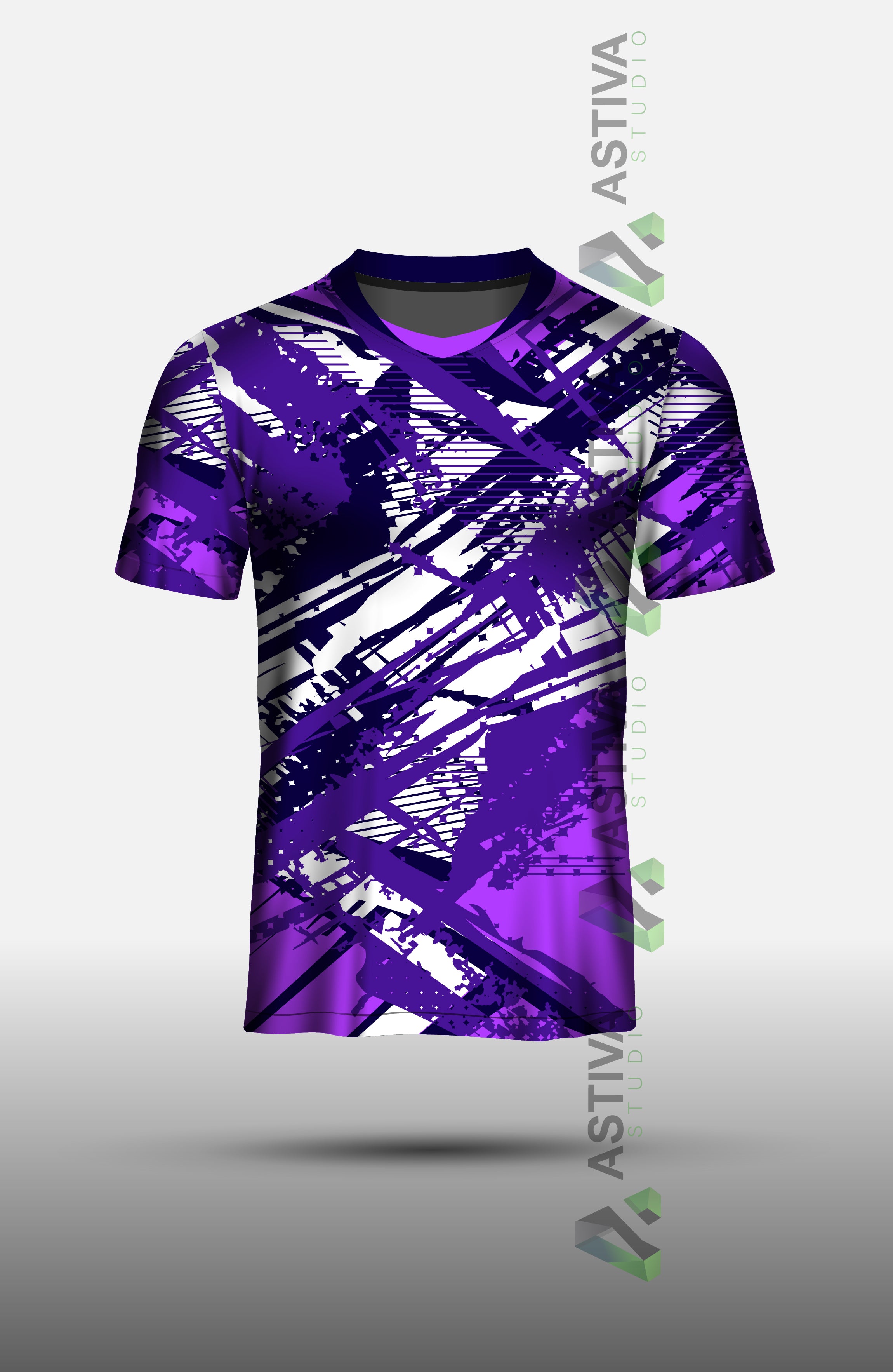 Abstract Purple Brush and Stripe Pattern for Sportswear Sublimation Design