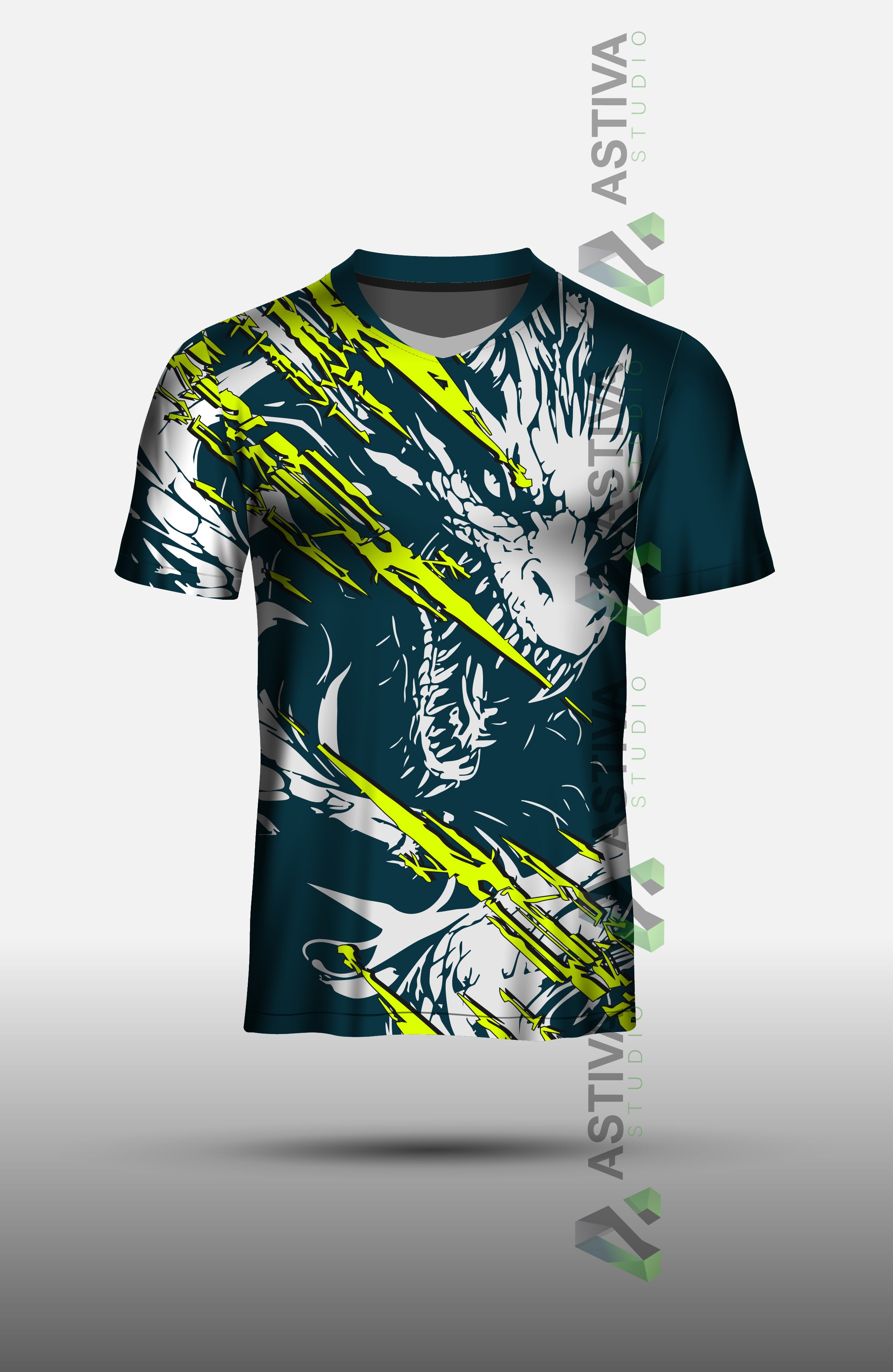 Sports Jersey Design Dragon Head Sportswear Design with Neon Accents