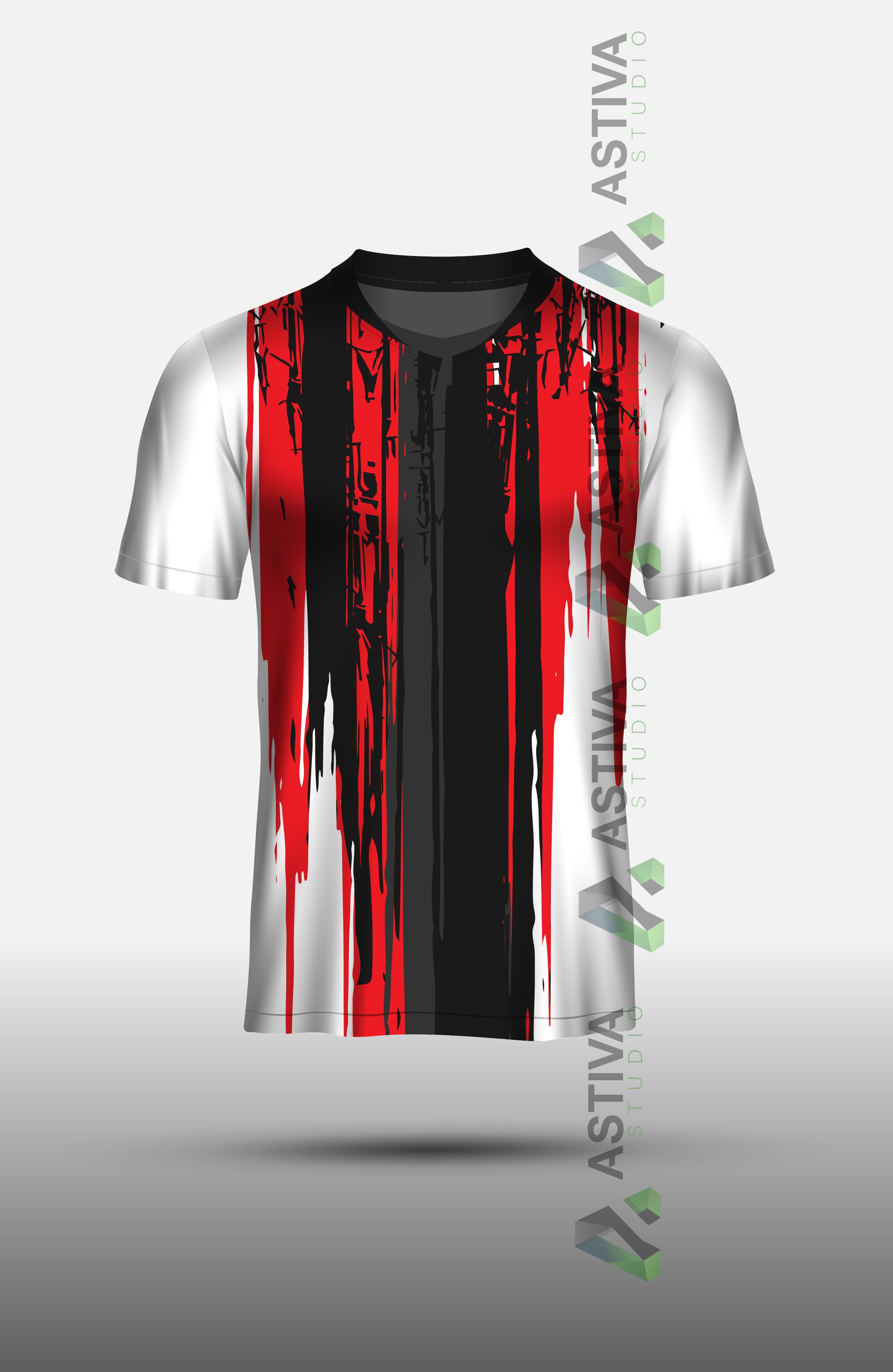 Red and Black Vertical Paint Stroke Sports Jersey Design