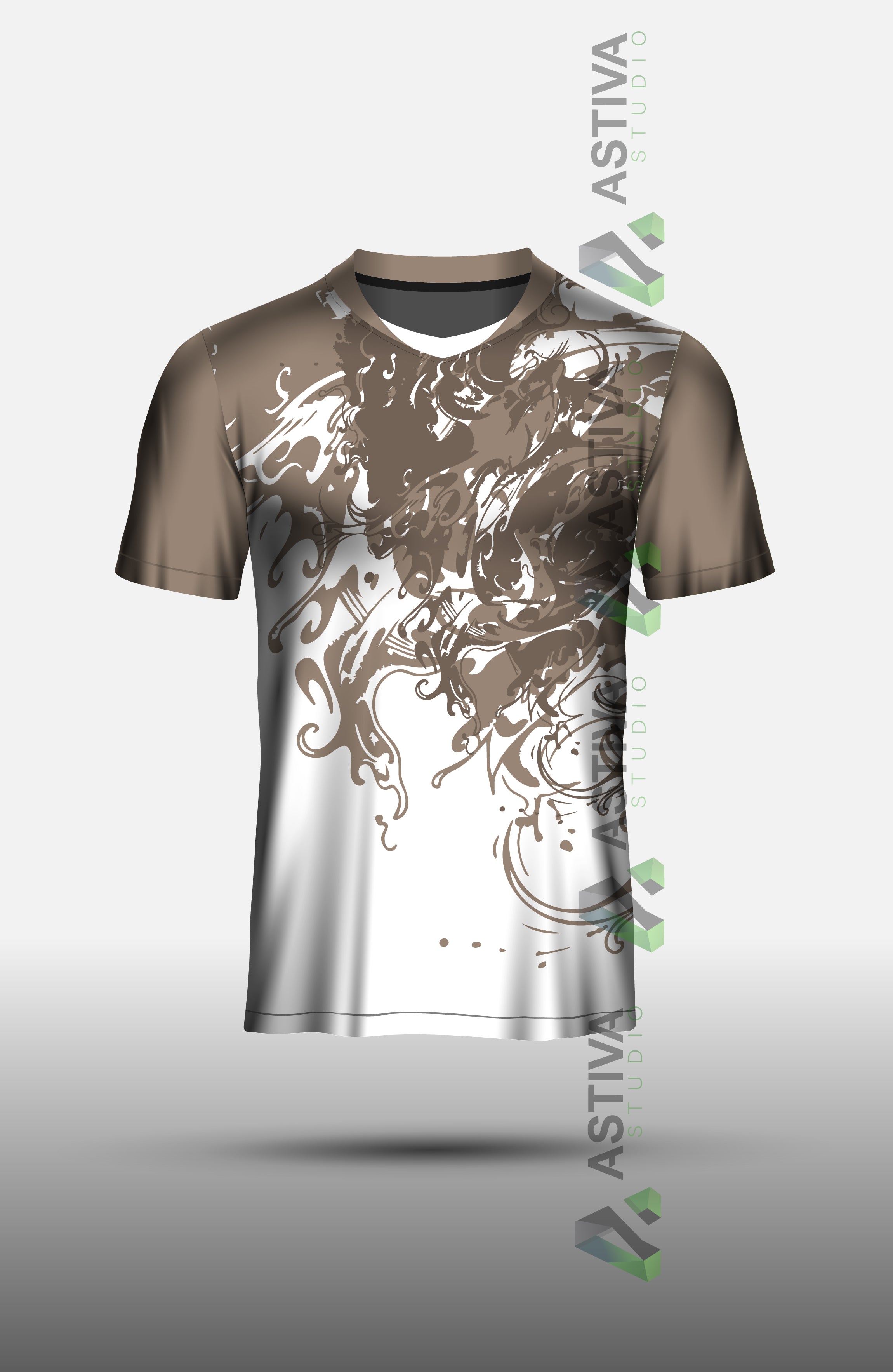 Brown and White Abstract Swirl Pattern Sports Jersey Design